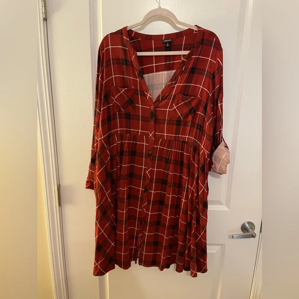 Torrid red plaid dress size 2 (18/20) - Picture 1 of 7